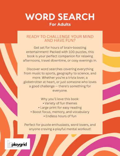 Word Search for Adults back cover
